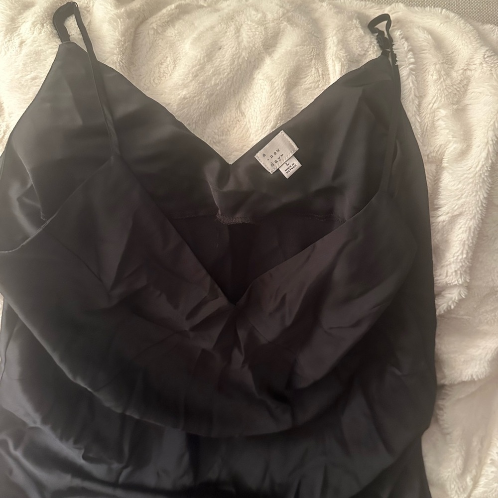 Aritzia Black Satin Cowl Slip Dress